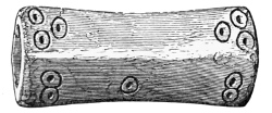 Fig. 232.â€”One of a set of Dice made from a sheep shank-bone found in the Broch of Burrian (actual size).