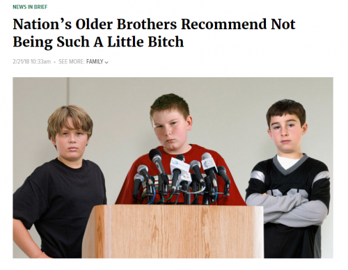 The Onion: Nation's Older Brothers Recommend Not Being Such A Little Bitch