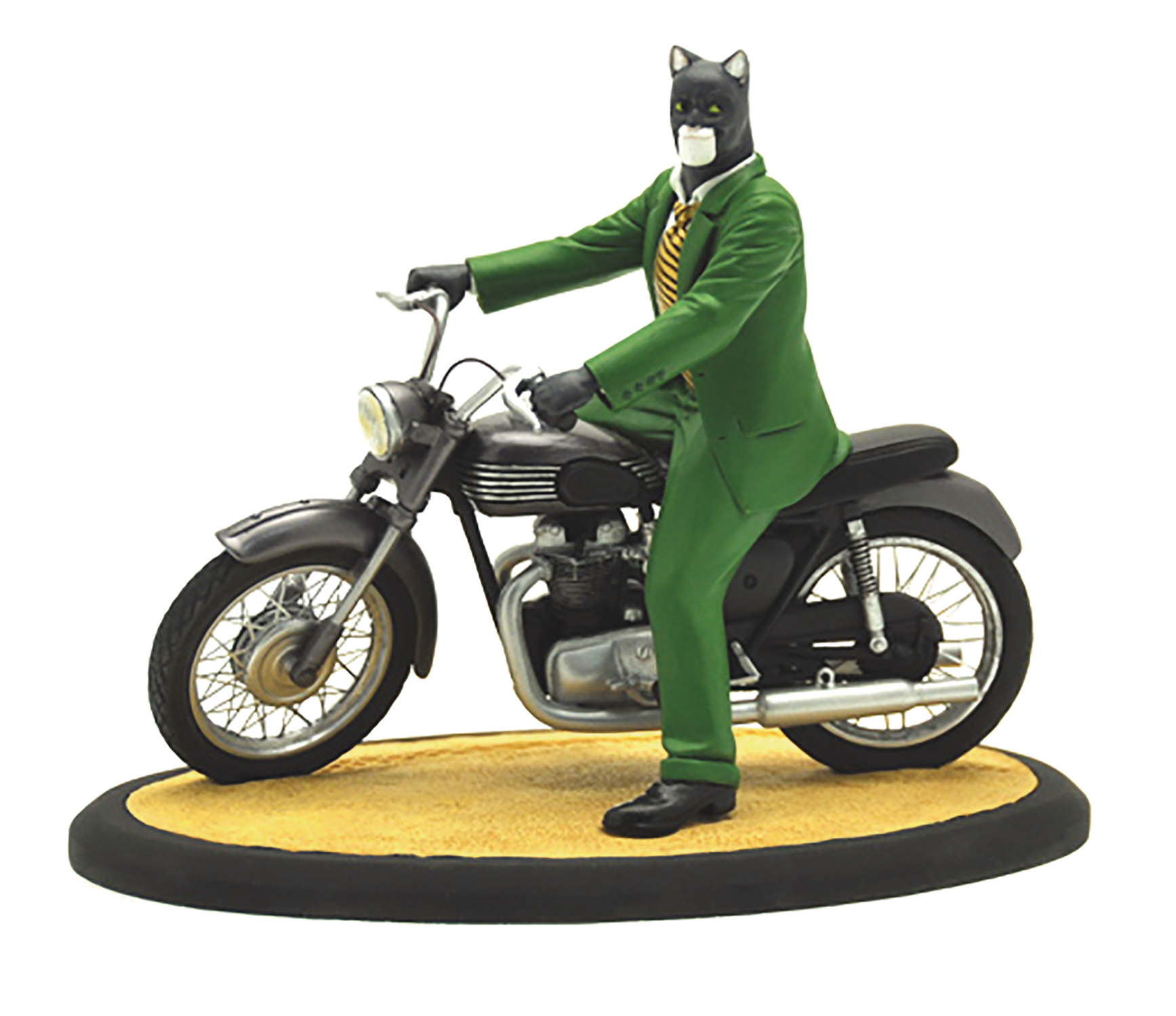 Statue of Blacksad on a Motorcycle