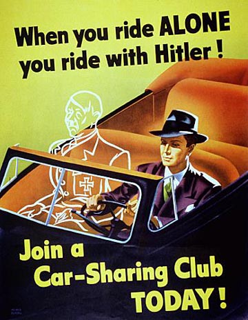 World War II Propaganda Poster - When You Ride Alone, You Ride With Hitler