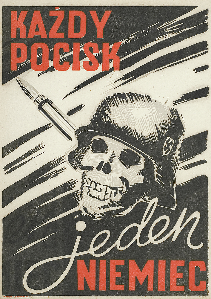 World War II Propaganda Poster - Each Bullet, One German