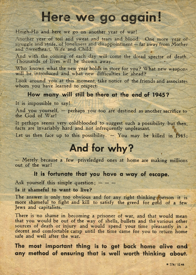 German World War II Propaganda Leaflet