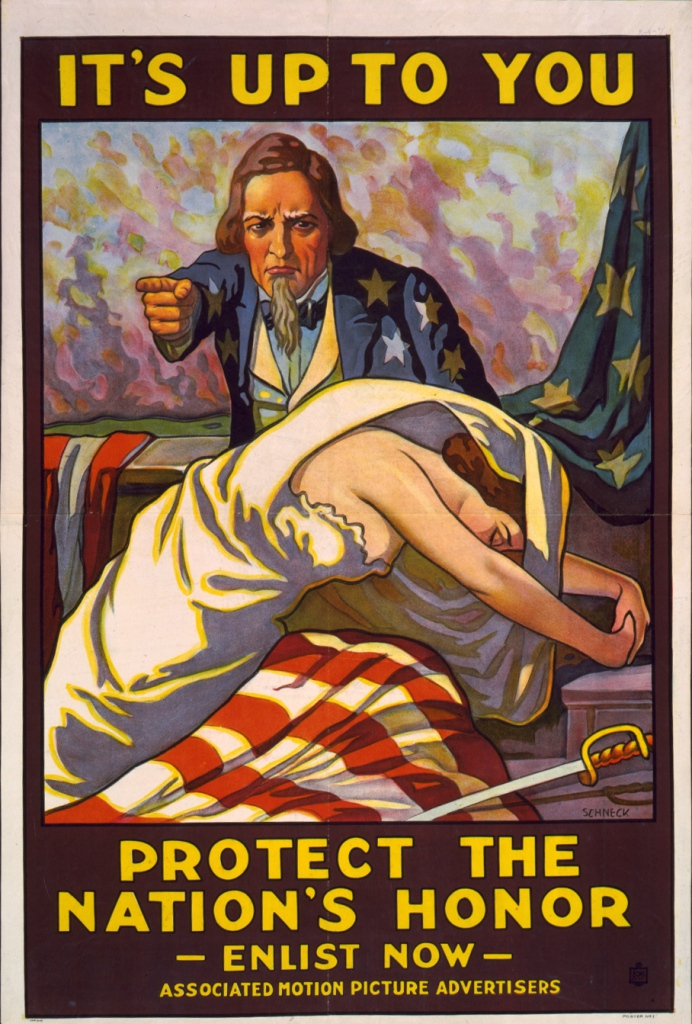 World War I Propaganda Poster - It's Up To You; Protect The Nation's Honor; Enlist Now