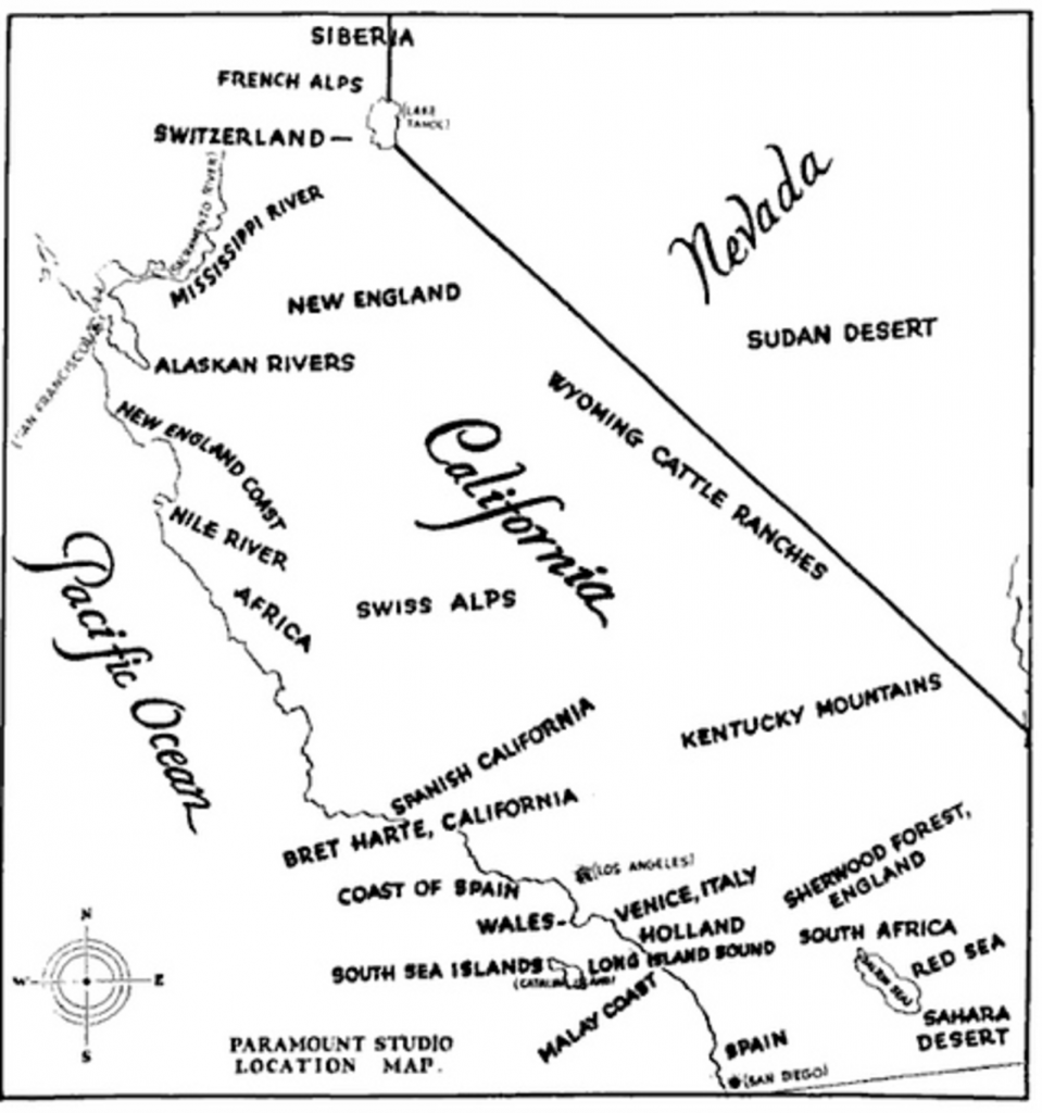 1927 Hollywood Studio Map of Filming Locations