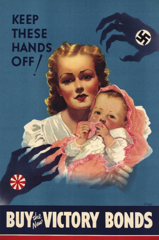 World War II Propaganda Poster - "Keep These Hands Off! Buy The New Victory Bonds"