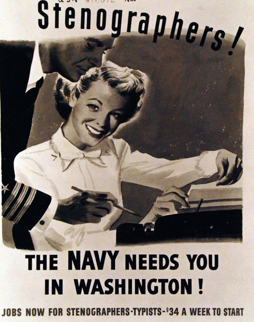 World War II Propaganda Posters - Stenographers! The Navy Need You In Washington!