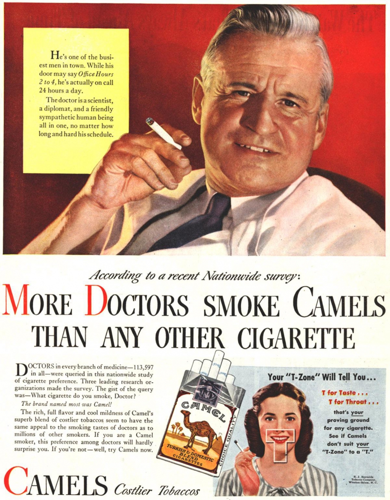 Cigarette Ad: More Doctors Smoke Camels Than Any Other Cigarette