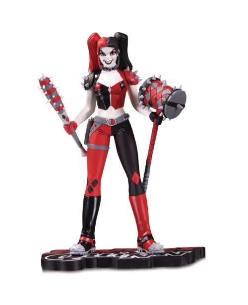 harley quinn red black and white