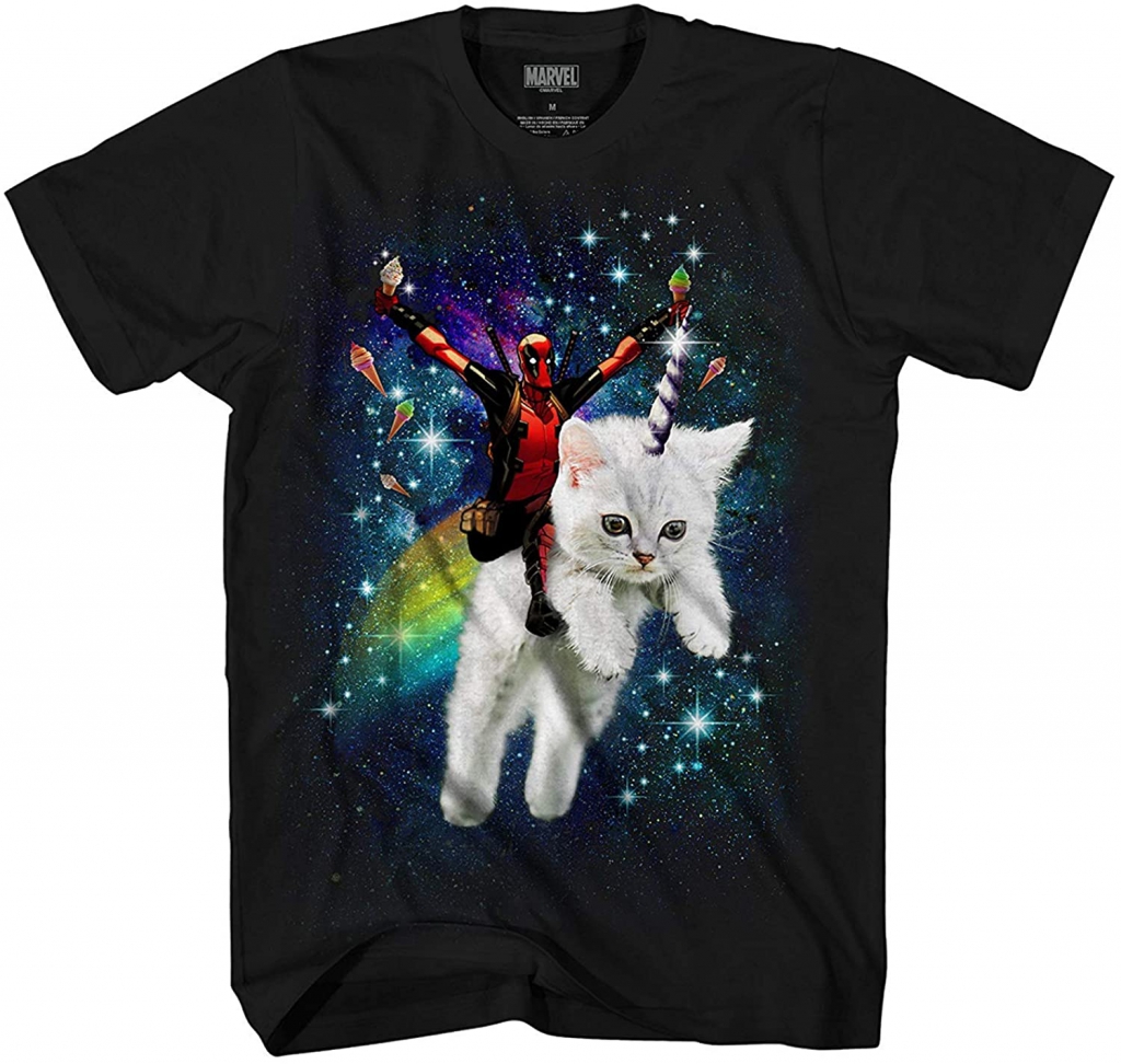 Marvel Deadpool Space Trip Unicorn Kitty T-Shirt
