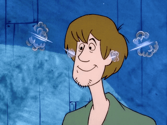 Scooby Doo Animated GIF - Smoke Coming from Shaggy's Ears. 