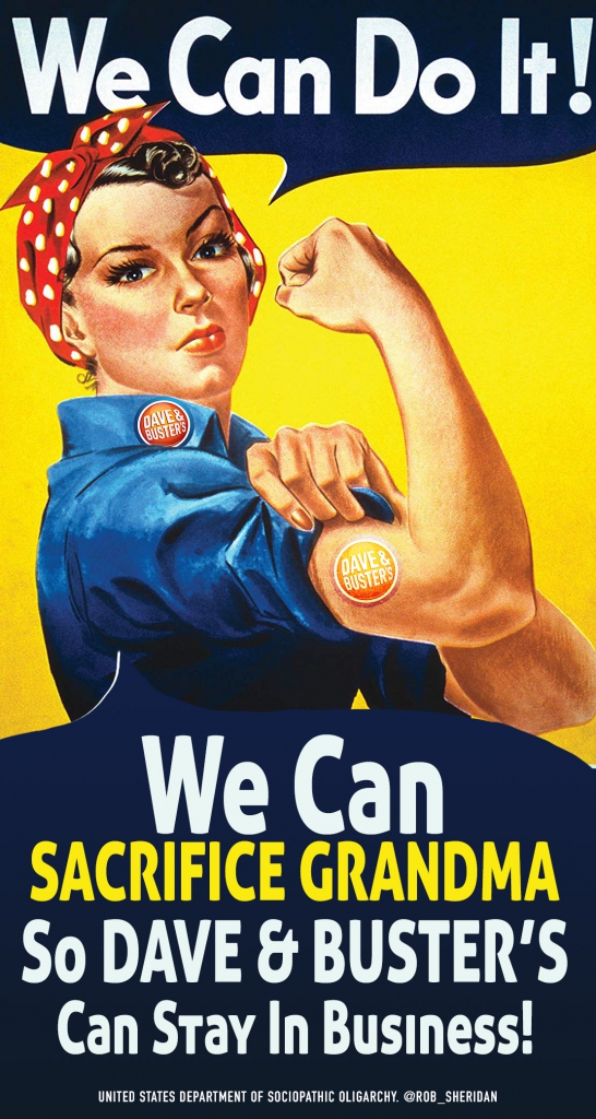 COVID-19 Parody Poster - We Can Do It! We Can Sacrifice Grandma