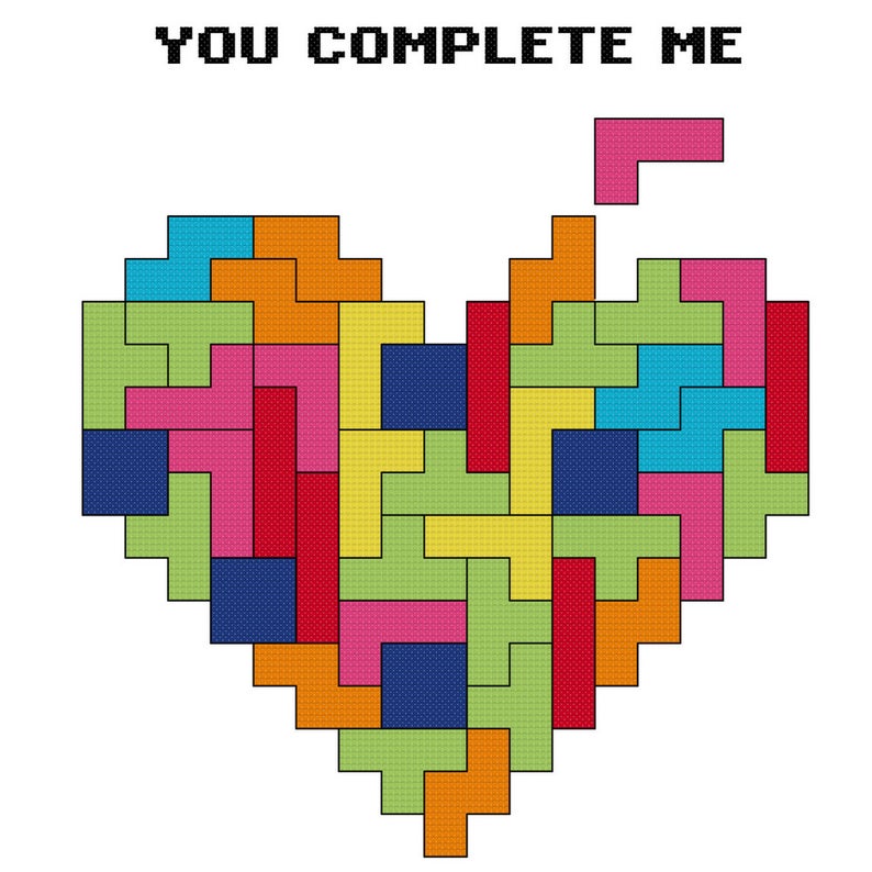 Tetris - You Complete Me Cross Stitch Pattern