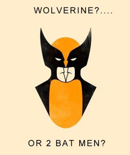 Super Hero Optical Illusion: Wolverine Or 2 Bat Men?