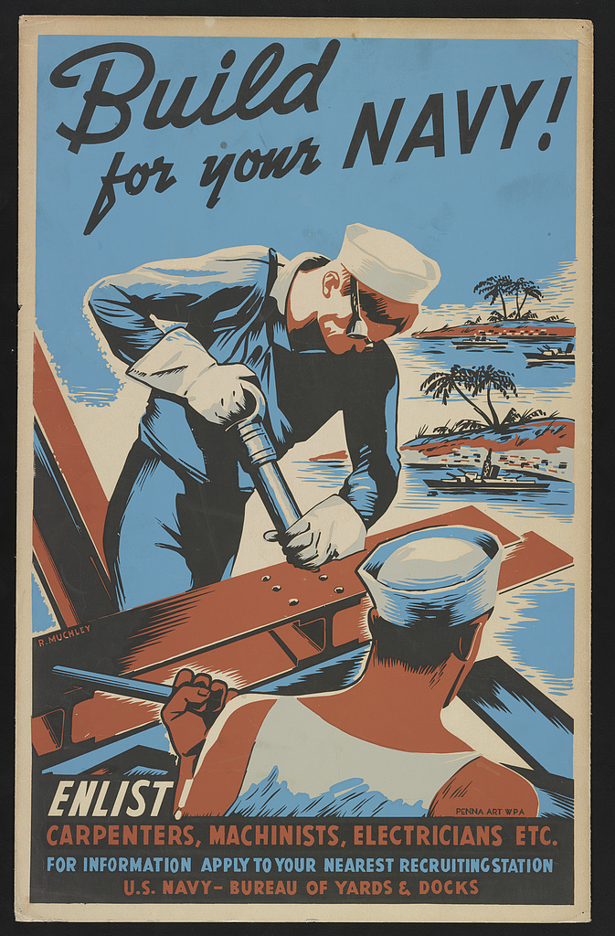 World War II Propaganda Poster - Build For Your Navy!