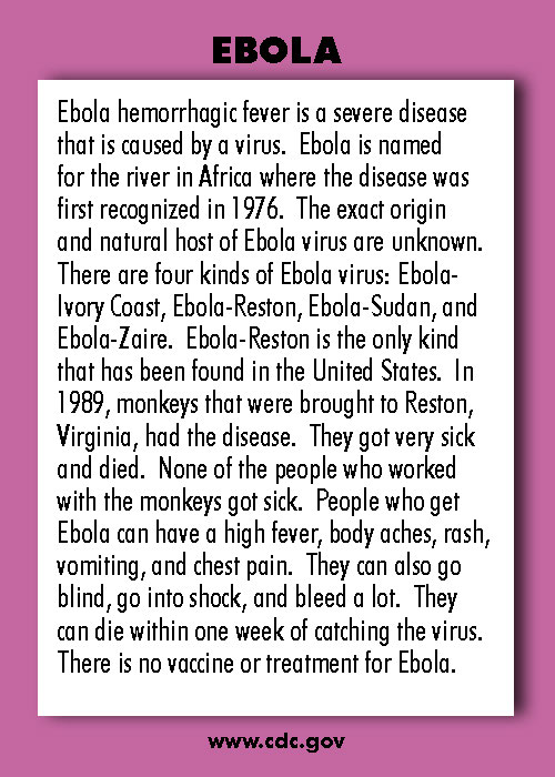 Infectious Disease Trading Cards - Series 1 - Ebola - Back