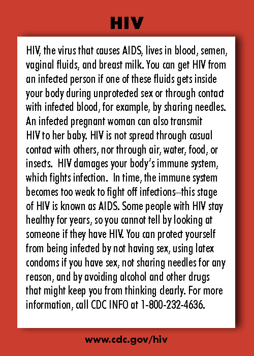 Infectious Disease Trading Cards - Series 1 - HIV - Back