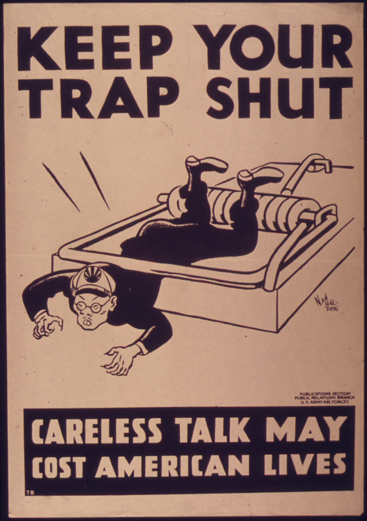World War II Propaganda Poster - Keep Your Trap Shut!