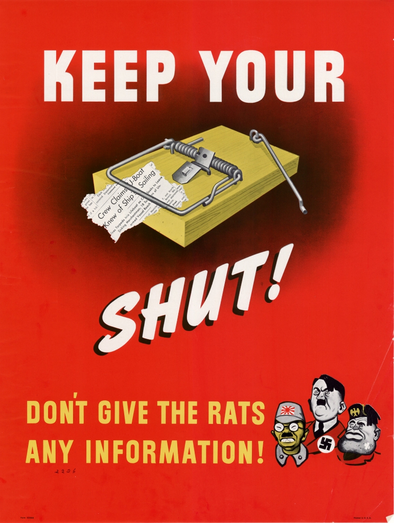World War II Propaganda Poster - Keep Your Trap Shut!
