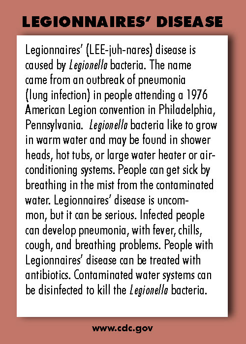 Infectious Disease Trading Cards - Series 1 - Legionnaires' Disease - Back