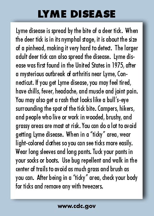 Infectious Disease Trading Cards - Series 1 - Lyme Disease - Back