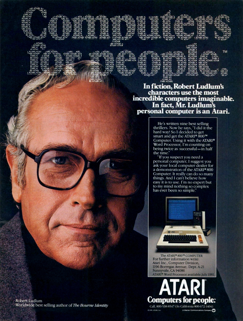 Robert Ludlum 1981 Atari 800 Ad