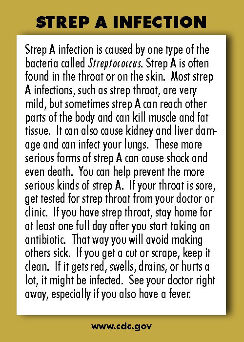 Infectious Disease Trading Cards - Series 1 - Strep A Infection - Back