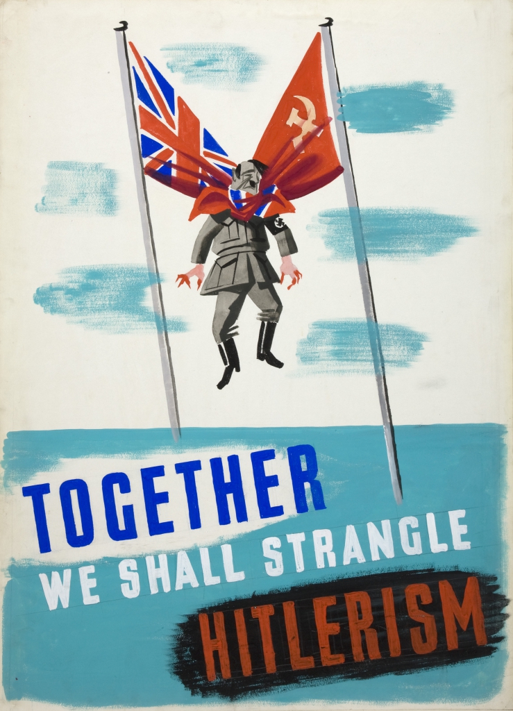 World War II Propaganda Poster - Together We Shall Strangle Hitlerism