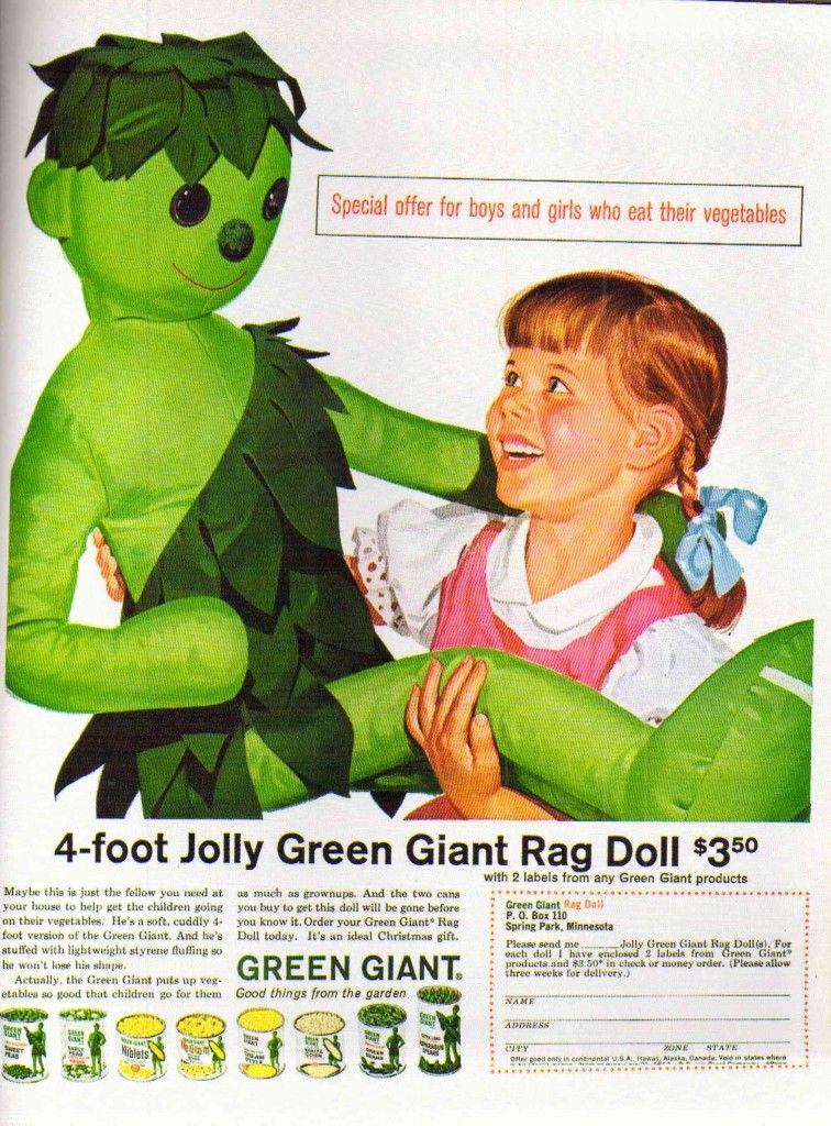 Jolly Green Giant Rag Doll Ad