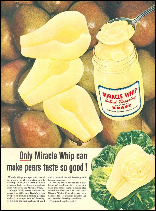 Ad for Miracle Whip and Pears (Hard Pass) – Brian.Carnell.Com