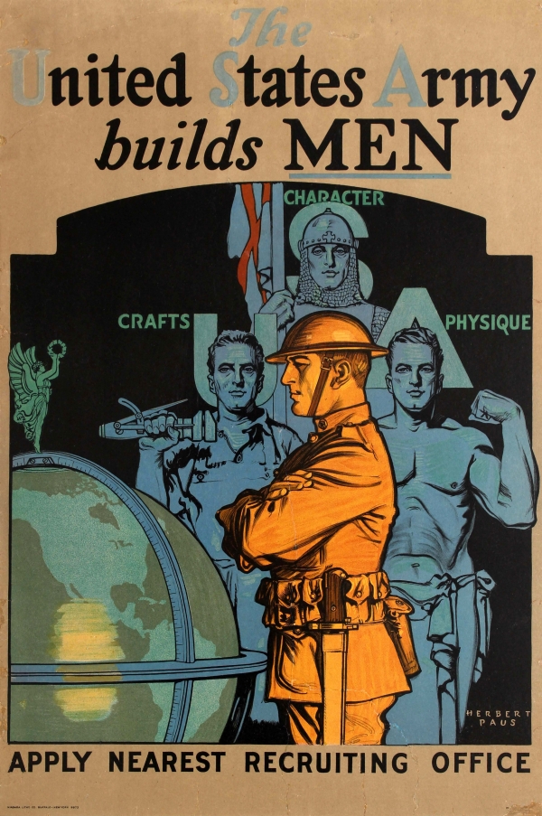 World War I Propaganda Poster - The United States Army Builds Men