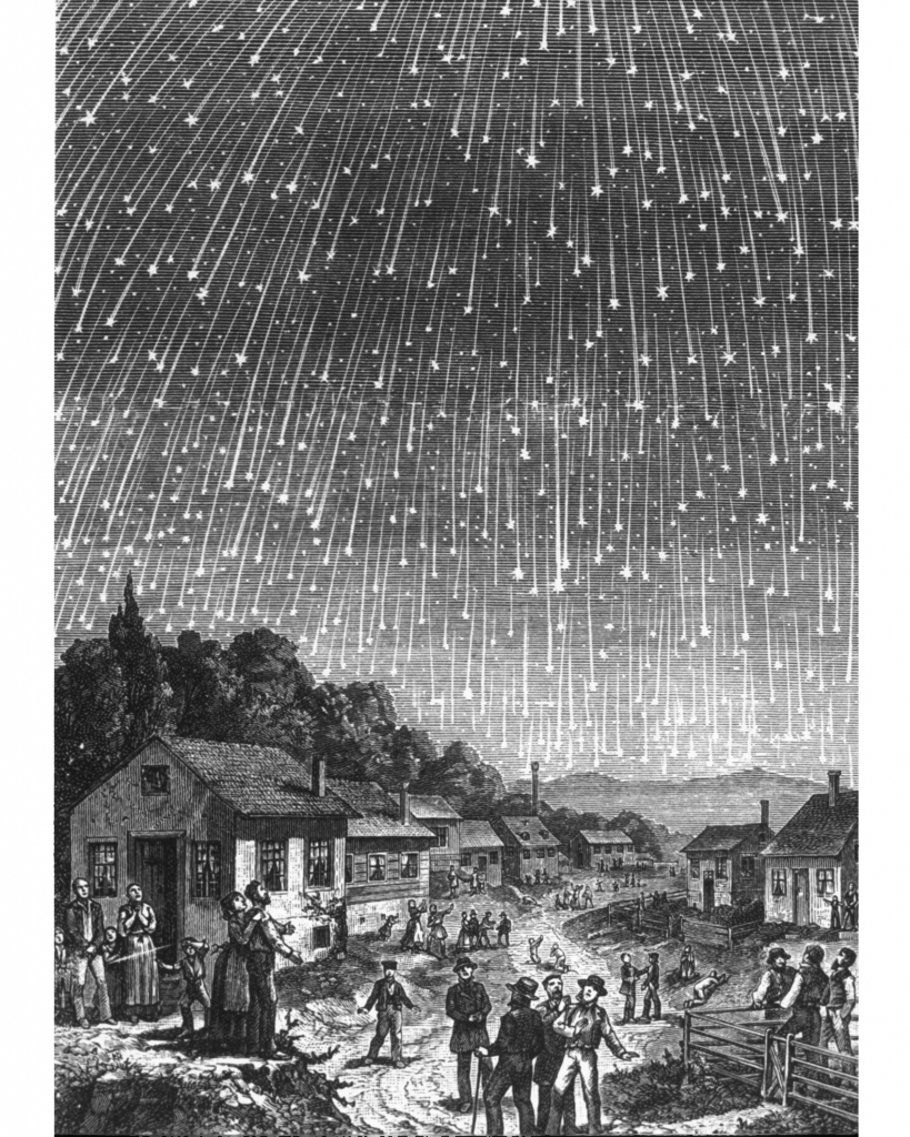 1833 Leonids Meteor Shower  - Woodcut by Adolf Vollmy