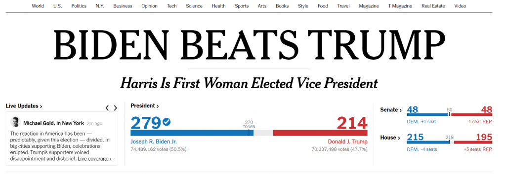 New York Times: Biden Beats Trump