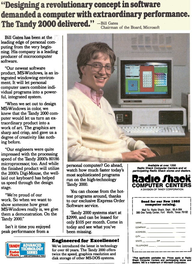 Tandy 2000 Ad Featuring Bill Gates