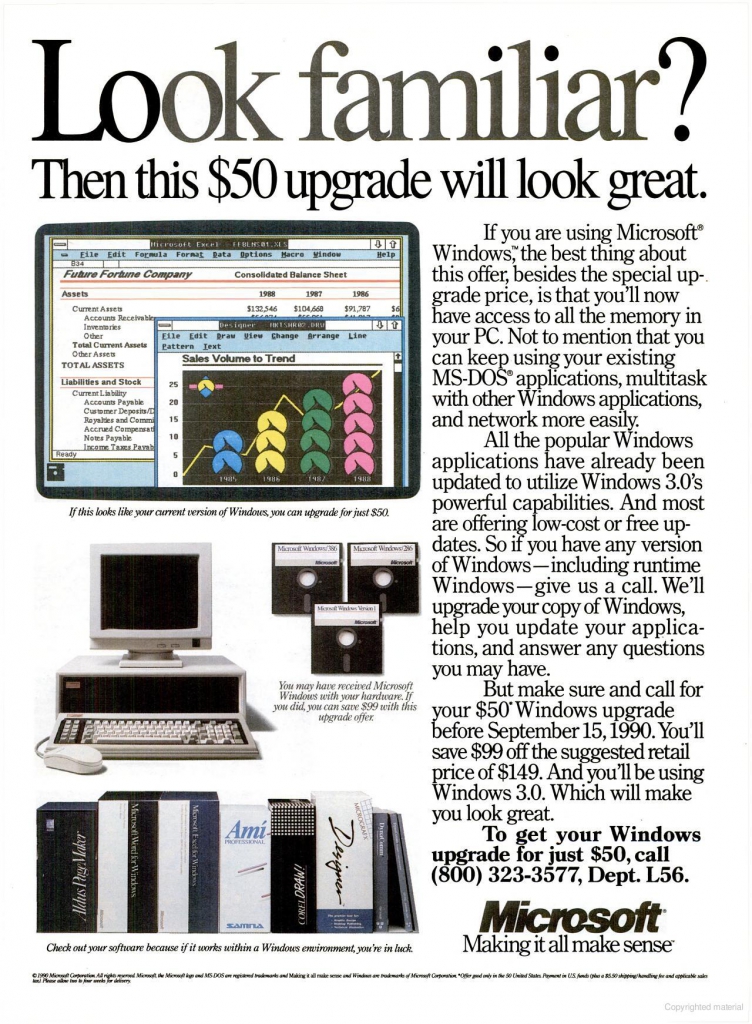 Windows 3.0 Upgrade Offer Ad (1990)
