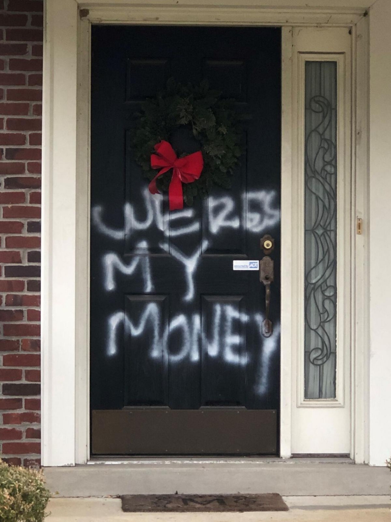 Mitch McConnell's House Vandalized With "Where's My Money" Graffiti