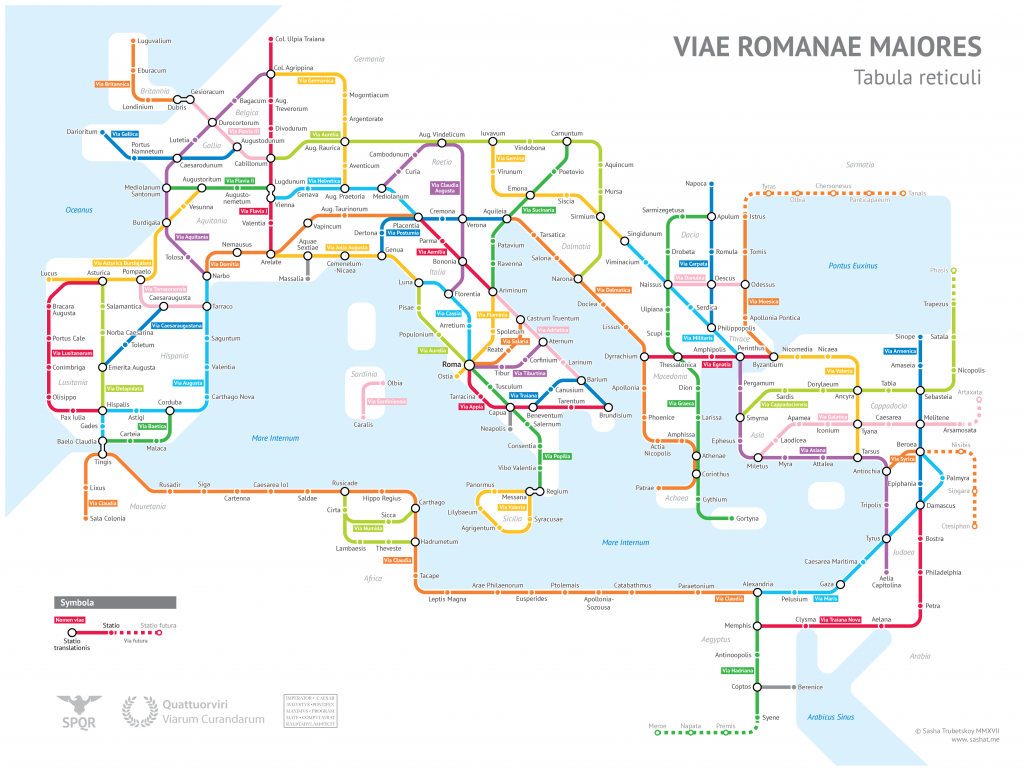Subway-Style Diagram of Roman Roads by Sasha Turbetskoy