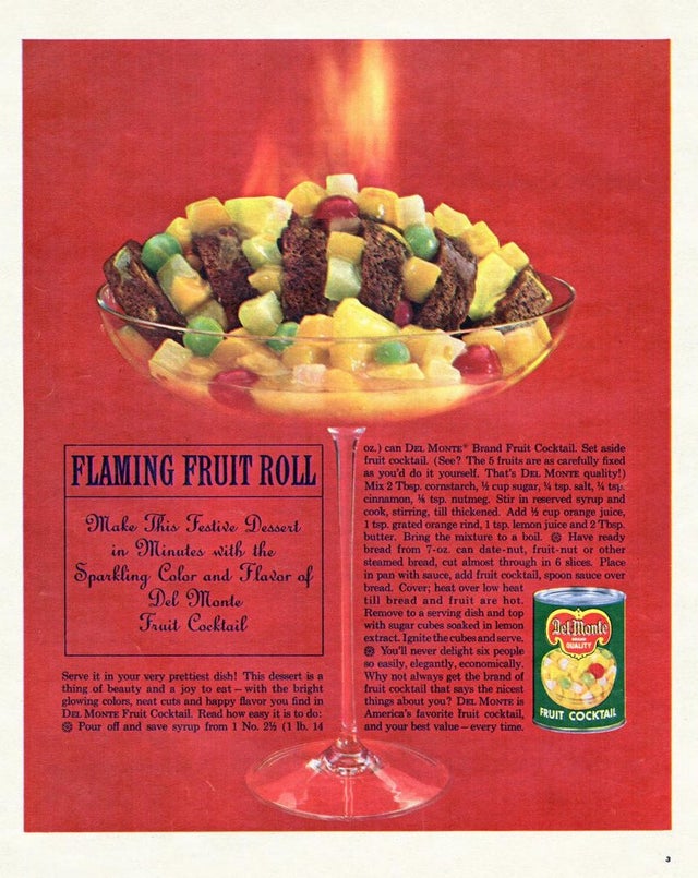 Del Monte 1964 Ad - Flaming Fruit Roll Recipe