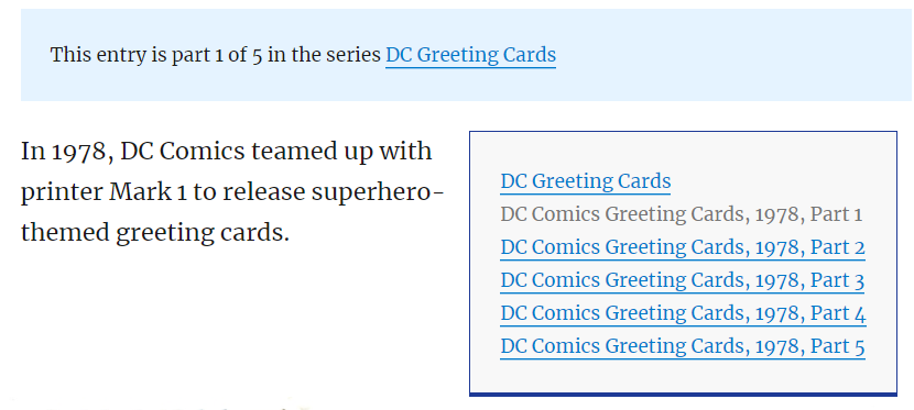 DC Greeting Cards Series Example