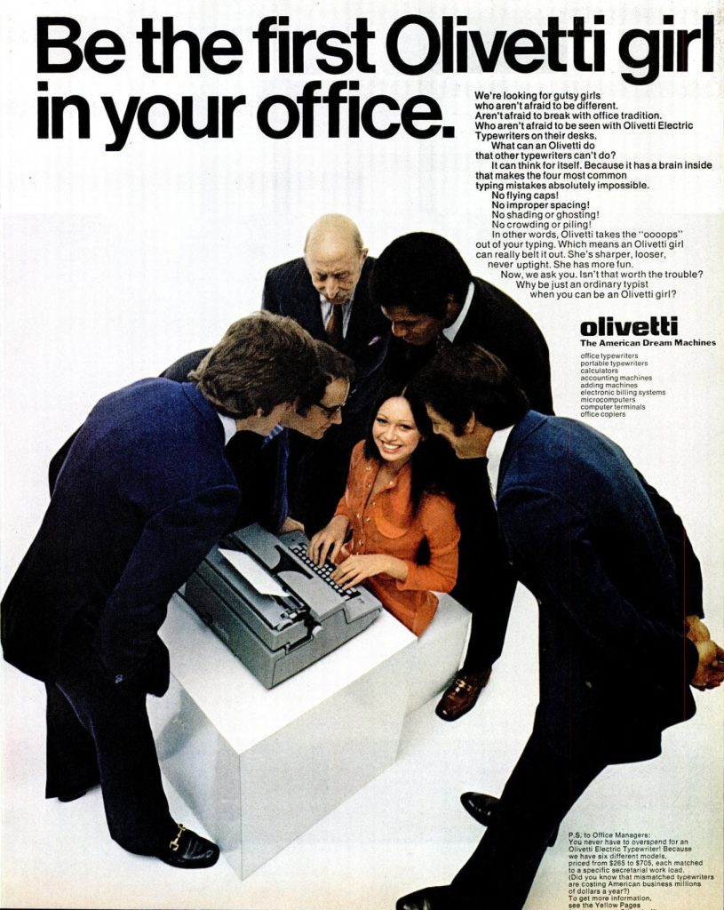 Ad: Be the first Olivetti girl in your office.
