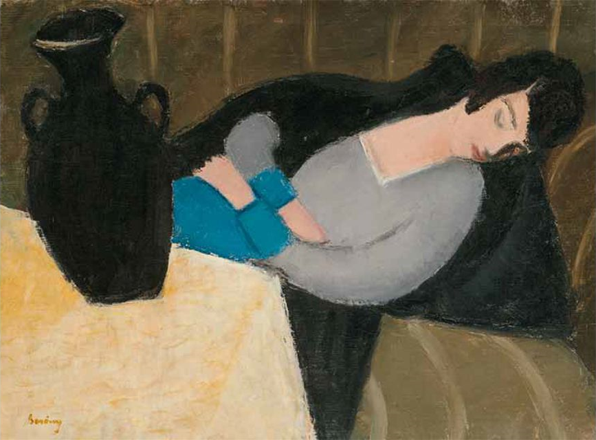 Sleeping Lady with Black Vase
