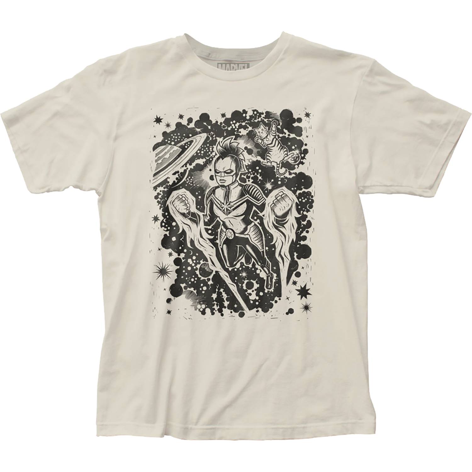 Marvel Woodcut T-Shirts - Captain Marvel