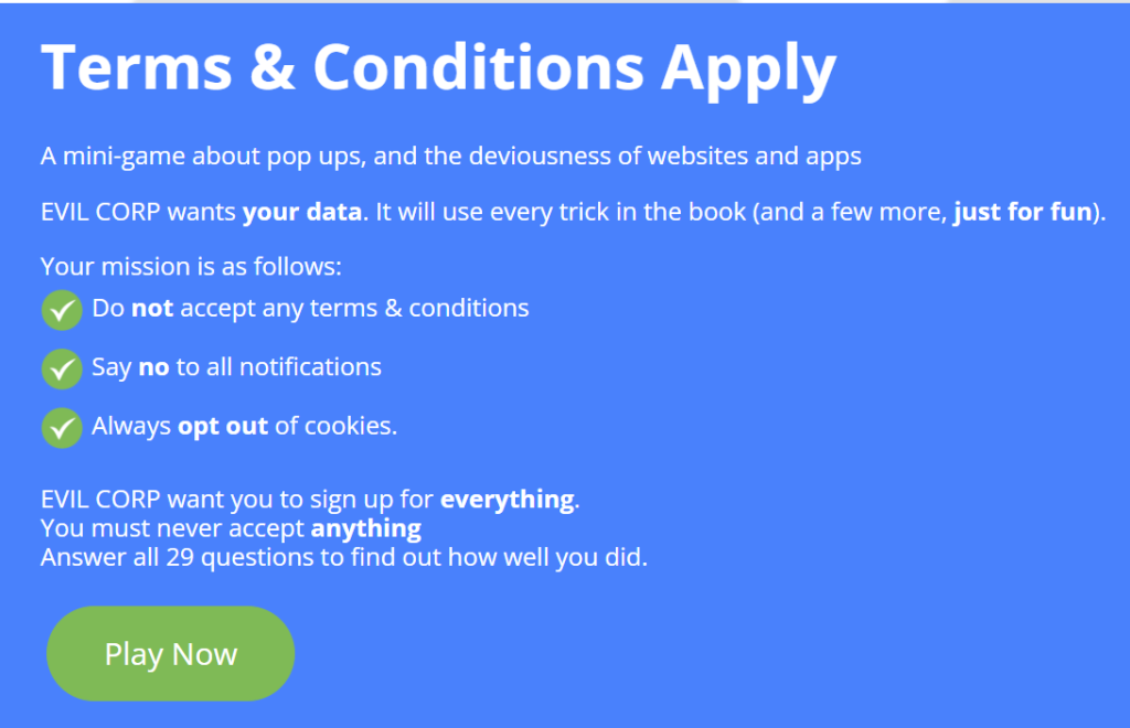 Terms & Conditions Game
